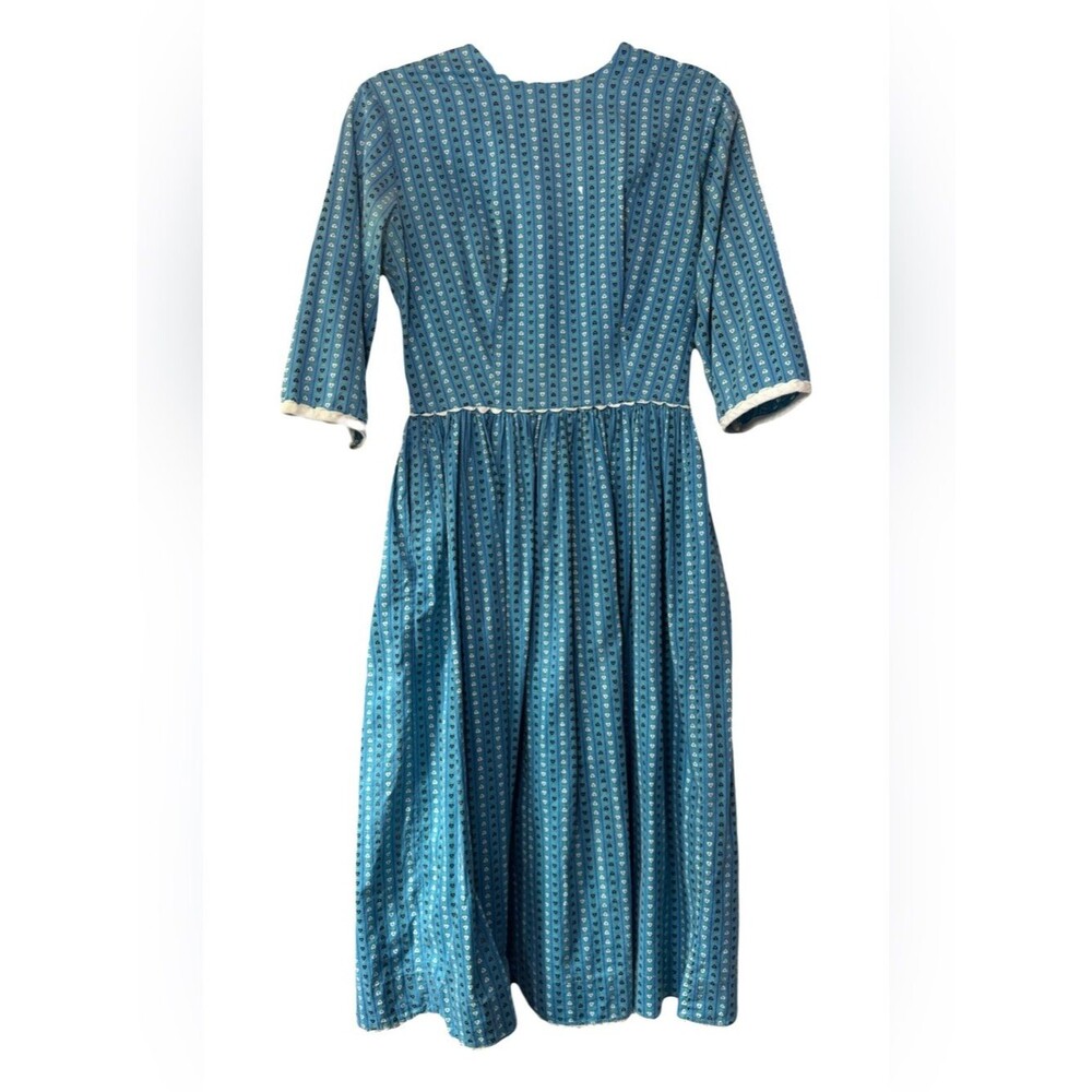 Vintage 1970s Montgomery Ward Prairie Dress - 100% Cotton Blue Calico size small